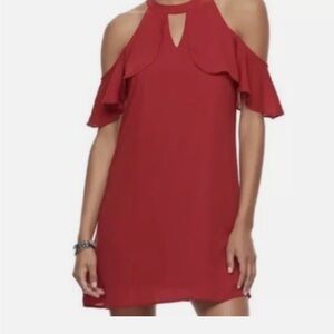 Candie's Red Cold Shoulder Mini Dress